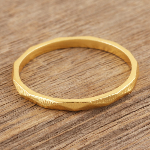 Hand Crafted Gold-Plated Band Ring 'Golden Faces'