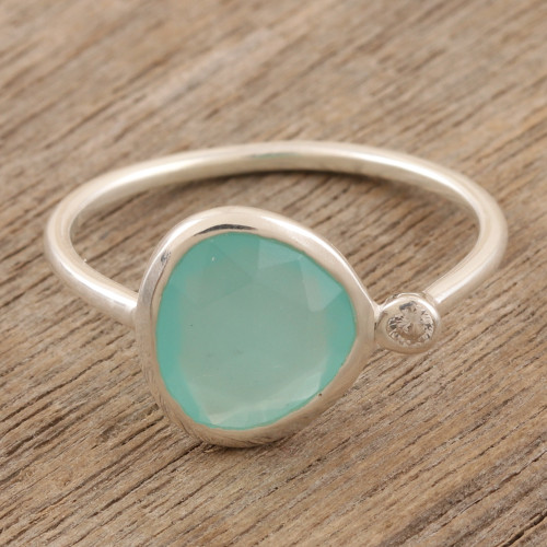 Sterling Silver Chalcedony Cocktail Ring from India 'Sea Queen'