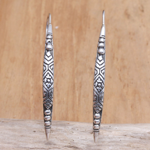 Handmade Sterling Silver Drop Earrings from Bali 'Good Feelings'