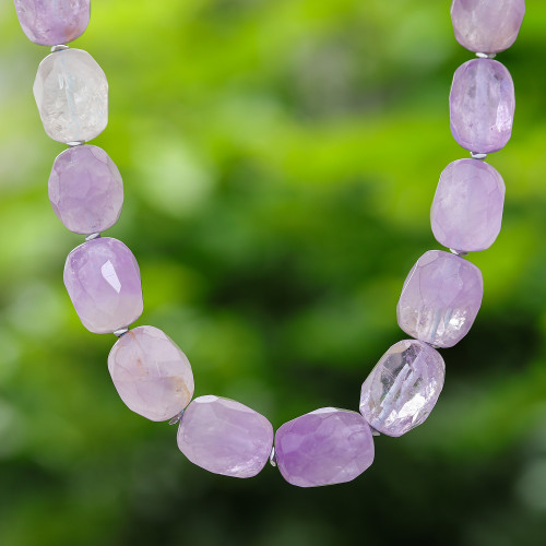Bohemian Amethyst and Hematite Beaded Necklace from Thailand 'Wise Thoughts'