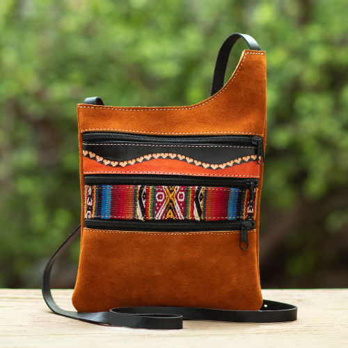 Handcrafted Leather and Alpaca Blend-Accented Sepia Sling 'Sepia Andes'