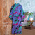 Women's Batik Patterned Robe 'Turquoise Ocean'