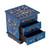 Reverse Painted Glass Jewelry Box Chest with Mirror 'Celestial Blue'