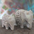Hand Carved Soapstone Jali Sculptures Pair 'Elephant Duet'