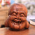 Hand-Carved Suar Wood Buddha Sculpture from Bali 'Buddha's Laughter'