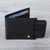 Men's Black Leather Wallet with Removable Card Case 'Nocturnal Trail Blazer'