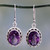 Handmade Sterling Silver and Amethyst Earrings from India 'Dazzle'