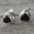 Sterling Silver Garnet Stud Earrings 'Crimson Trinity'