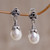 Sterling Silver Pearl Dangle Earrings 'White Lotus Bud'