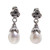 Sterling Silver Pearl Dangle Earrings 'White Lotus Bud'