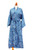 Artisan Crafted Long Batik Cotton Robe for Women 'Blue Forest'