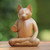 Original Wood Sculpture from Indonesia 'Blessing Cat'