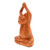 Hand Crafted Wood Sculpture from Indonesia 'Toward the Sky Brown Yoga Cat'