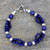 Lapis lazuli and pearl beaded bracelet 'Gulmohar Lady'