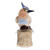 Handmade Calcite and Garnet Bird Sculpture 'Blue Crested Bird'
