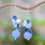 Handmade Agate and Aquamarine Beaded Earrings 'Azure Love'