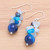 Unique Pearl and Aquamarine Cluster Earrings 'Blue Love'