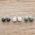 Handmade Sterling Silver Jade Stud Earrings Set of 3 'Maya Moons'