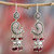 Sterling Silver and Garnet Chandelier Earrings from India 'Paisley Peacock'