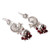 Sterling Silver and Garnet Chandelier Earrings from India 'Paisley Peacock'
