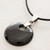 Jade Pendant on Black Cotton Cord Necklace 'Black Maya Moon'