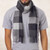 Hand Crafted Men's Alpaca Wool Patterned Scarf 'Gray Squared'