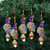 Handcrafted Hand Beaded Christmas Ornaments Set of 5 'Mughal Peacocks'