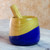Dip Painted Hand Carved Wood Mortar 'Spicy Blue'