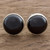 Round Black Jade Stud Earrings on Sterling Silver 'Harmonious Peace'