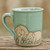 Blue and Brown Elephant Theme Celadon Ceramic Mug 'Blue Elephant Family'