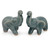 2 Blue Celadon Ceramic Handcrafted Lucky Elephant Figurines 'Lucky Blue Elephants'