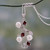 Fair Trade Floral Pearl and Garnet Pendant Necklace 'Dreamy Blossom'