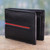 Black Leather Wallet for Men with Multiple Pockets 'Suave in Red'