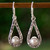 Handcrafted Textured Taxco Silver and White Pearl Earrings 'Luminous Rain'