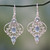 Artisan Crafted Blue Topaz Dangle Earrings with Chalcedony 'Blue Arabesque'