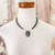 Dark Green Jade Pendant Necklace with Sterling Silver 'Maya Elegance'