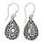 Balinese Ornate Silver Handcrafted Blue Topaz Earrings 'Balinese Scarab'