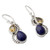 Silver and Lapis Lazuli Earrings with Faceted Citrine 'Two Teardrops'