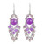 Purple Beaded Chandelier Earrings with Quartz and Glass 'Brilliant Meteor'