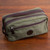 Men's Leather Accent Olive Green Cotton Travel Case 'Olive Textures'