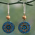 Hand Crafted Ceramic Dangle Earrings in Blue and Gold 'Mughal Morning'