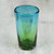 6 Artisan Crafted Blue Green Blown Glass Highball Glasses 'Aurora Tapatia'