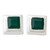Enhanced Green Onyx Stud Earrings in 925 Silver 'Contemporary Squared'