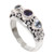 Amethyst and Blue Topaz Sterling Silver Floral Ring 'Seminyak Blossoms'