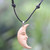 Hand Carved Balinese Moon Necklace in Leather and Bone 'Serene Crescent Moon'