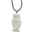 Artisan Crafted Owl Family Pendant on Leather Cord Necklace 'White Owl Family'