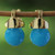 18k Gold Plated Drop Earrings with Blue Agate from Brazil 'Blue Acorn'