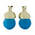 18k Gold Plated Drop Earrings with Blue Agate from Brazil 'Blue Acorn'