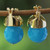 18k Gold Plated Drop Earrings with Blue Agate from Brazil 'Blue Acorn'