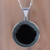 Sterling Silver Pendant Necklace with Andean Obsidian 'Moon Over Lima'